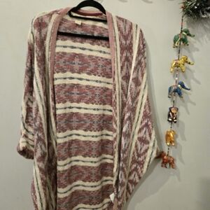 Lucky Brand Mauve and Cream Knit Cardigan